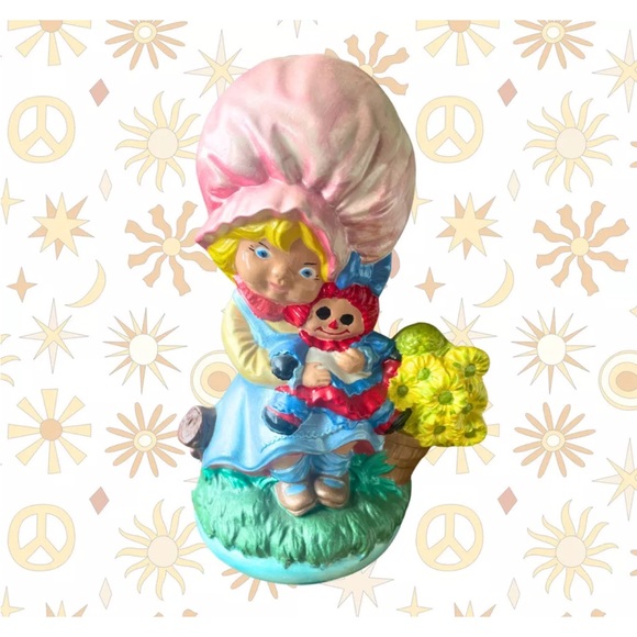 Vintage Ceramic Girl Figurine Holding Raggedy Ann Doll | 1974 Artist Engraved - Picture 2 of 5